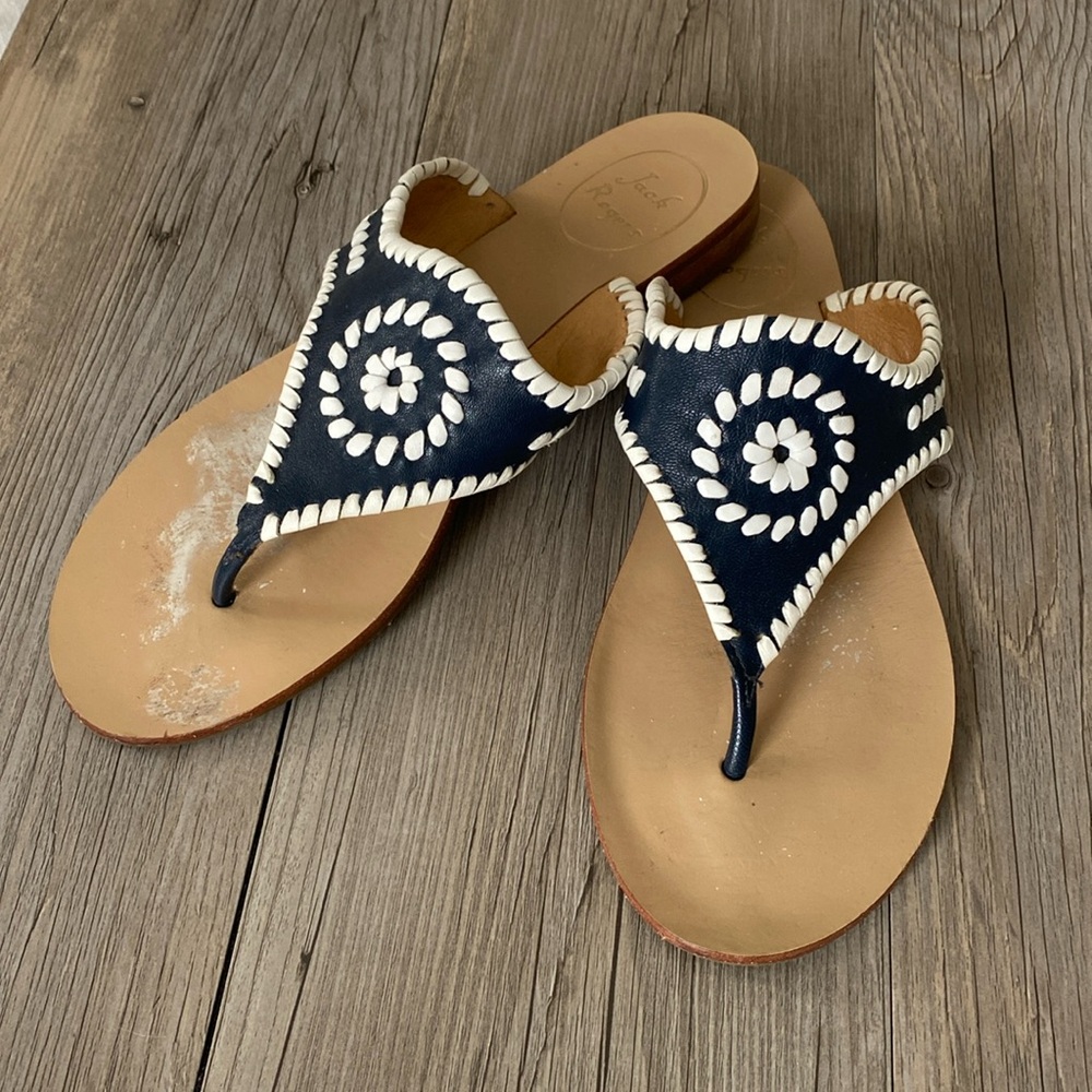 Jack Rogers Palm Beach Navy White Sandals Wms 8